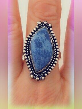 Adjustable Gemstone Statement Ring Overlay Sterling Silver Plated
